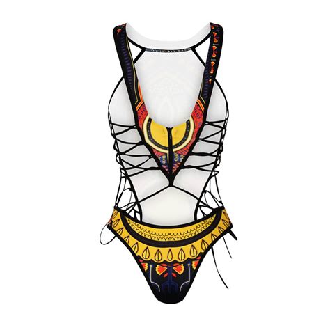 Hot Design Sexy One Piece Bandage Swimwear Digital Printing African Style Push Up Brazilian