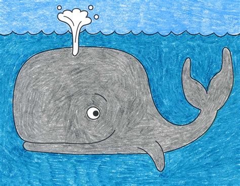 Easy How To Draw A Whale Tutorial And Whale Coloring Page