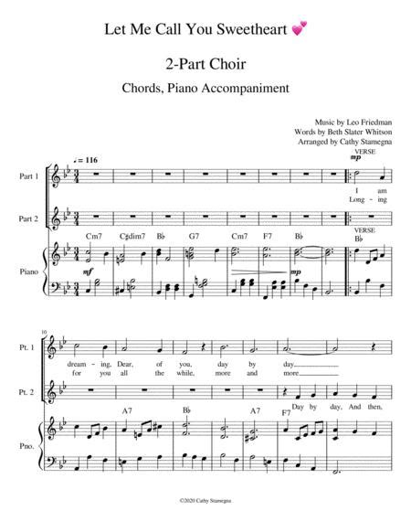 Let Me Call You Sweetheart 2 Part Choir Chords Piano