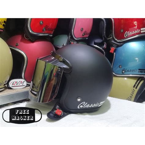 Selain itu, harga helm ini disesuaikan dengan ukuran, warna dan tipenya. HELM BOGO CLASSIC DEWASA HITAM DOFF KACA DATAR SILVER | Shopee Indonesia