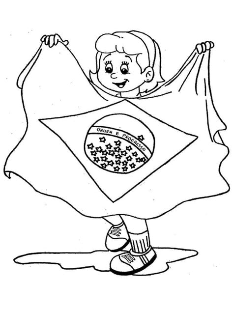 Desenho De Meninos E Bandeira Do Brasil Para Colorir Tudodesenhos
