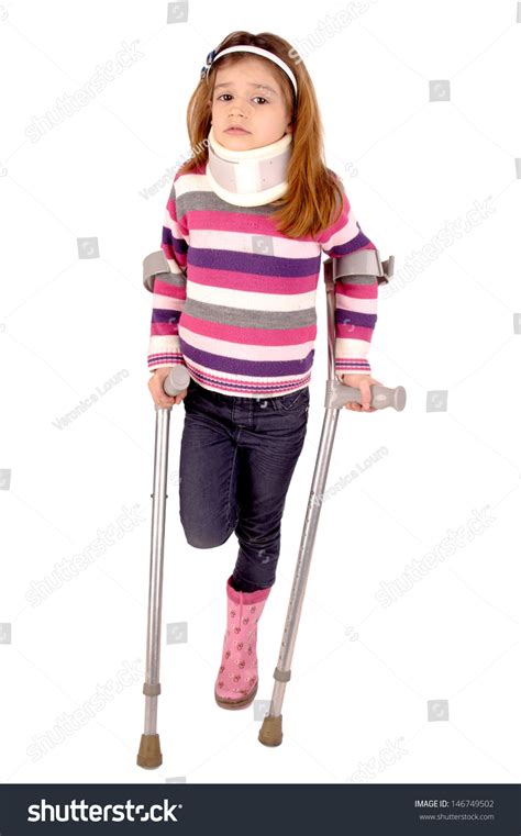 Little Girl Crutches Isolated White Stock Photo 146749502 Shutterstock