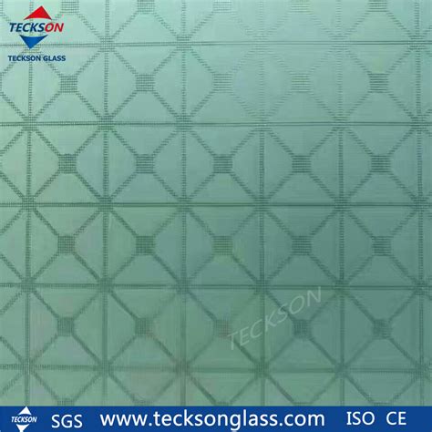 18302440mm Acid Frosted Obscure Leaf Pattern Figure Glass China Acid