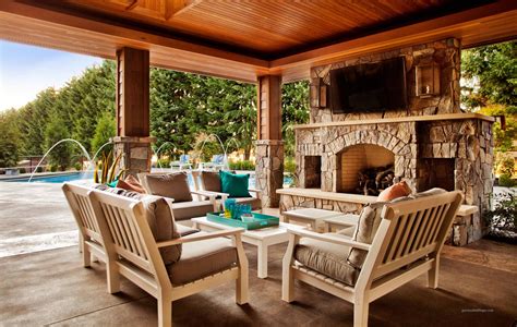 Covered Patios With Fireplaces Design Ideas