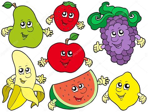 Colecci N De Frutas De Dibujos Animados Vector De Stock Por Clairev