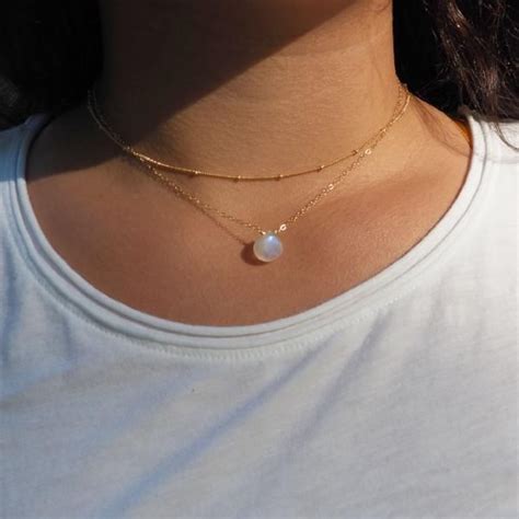 Heart Moonstone Necklace In Silver Gold And Rose Gold Dainty