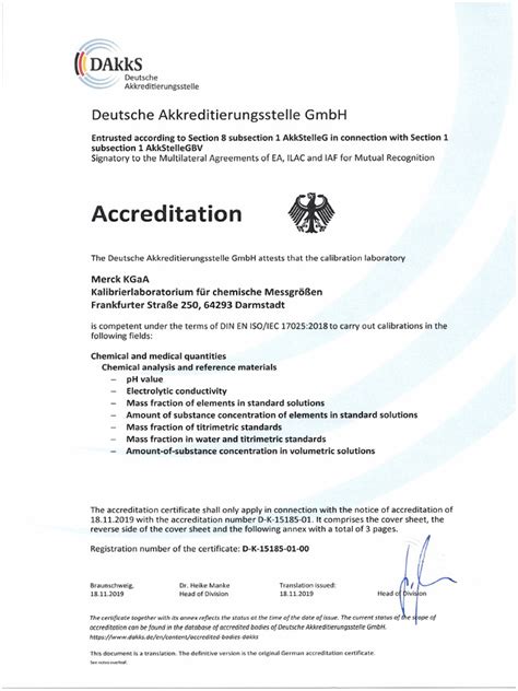 Dakks Annex To Accreditation Certificate D K 15185 01 00 Din En