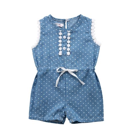 Summer Newest Infant Baby Girls Top Sale Blue Polka Dot Pattern