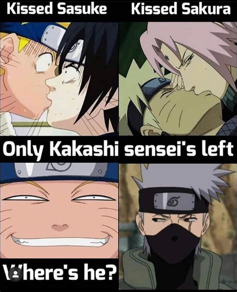 Lets All Mentally Prepare For When Kakashi And Naruto Kiss Anime Naruto Naruto And Sasuke Funny