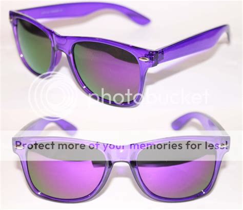 Wayfarer Sunglasses Crystal Purple Clear Frame Purple Mirror Shades 80s Retro 39 Ebay