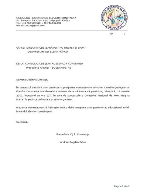 Model Invitatie Oficiala Cursuri Online