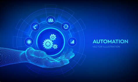 Premium Vector Automation Icon In Robotic Hand Background