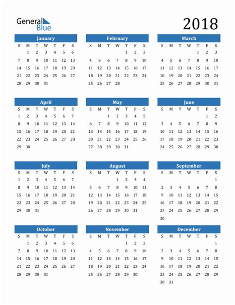 Free 2018 Calendars In Pdf Word Excel