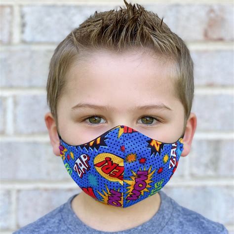 Kids Face Mask Ages 5 8 Or 8 10 Optional Filter Pocket Etsy Mask