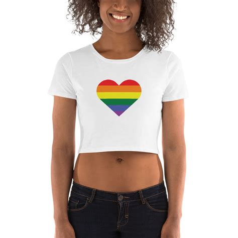 Gay Pride Flag Rainbow Heart Crop Top T Shirt Gay Pride Flag Etsy Uk