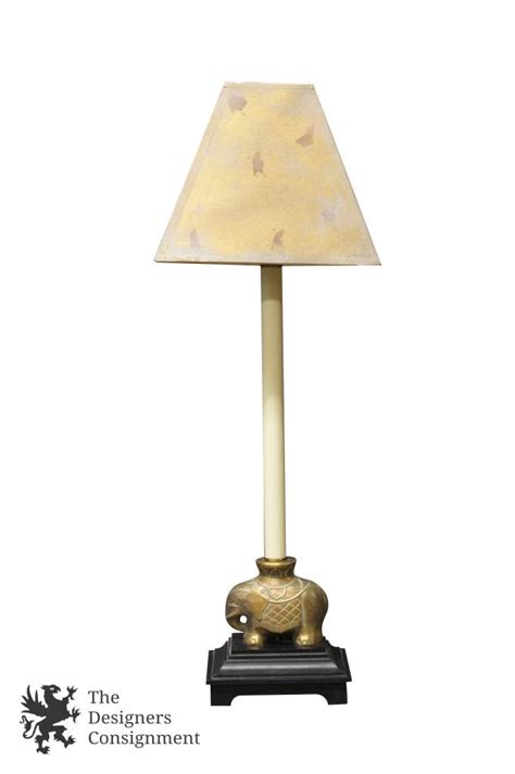 Brass Elephant Candlestick Light Lotus Flower Table Lamp Rustic Shade