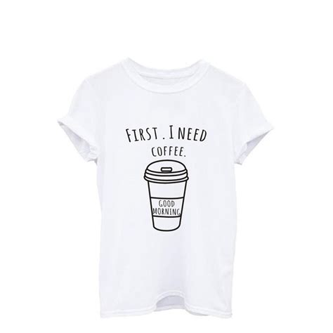 Casual Coffee Themed Inscribed Breathable Cotton Womens T Shirt