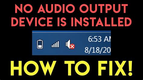 No Audio Output Device Is Installed Windows 10 Fix Youtube