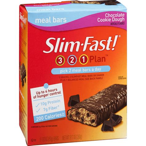 Slim Fast 3 2 1 Plan Chocolate Cookie Dough Meal Bars 5 Ct Bars