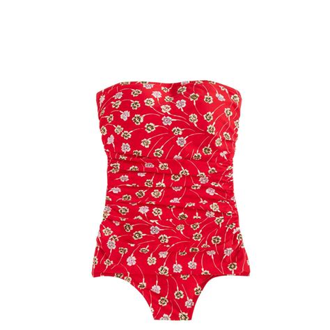 Jcrew Womens Ruched Bandeau One Piece Swimsuit In Falling Foral Print