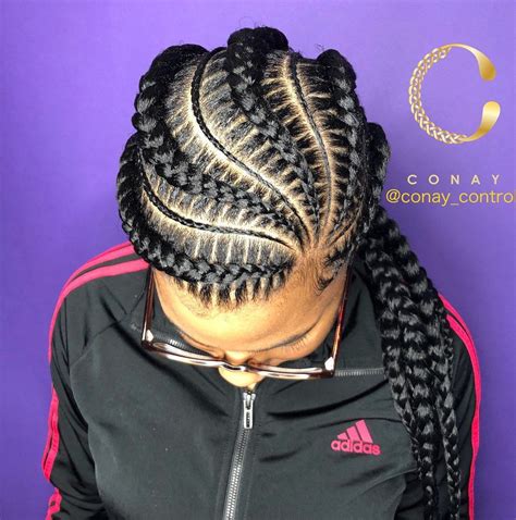Completely beautiful ghana braids hairstyles. Thick and Thin Asymmetrical Feed-in Braids | Braids for ...
