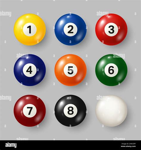 Colorful Billiard Pool Balls With Numbers On Gray Background