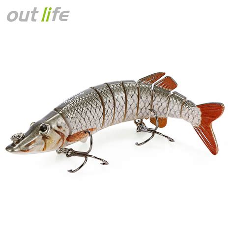Outlife 9 Segement Pike Lure With Mouth Swimbait Crankbait Pike Muskie