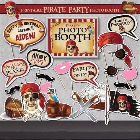 Printable Pirate Party Photo Booth Props Pirate Etsy