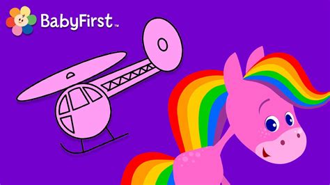 Are you searching horse coloring pages for your kids? Flying Things | Coloring and Music | Rainbow Horse | BabyFirst TV - YouTube
