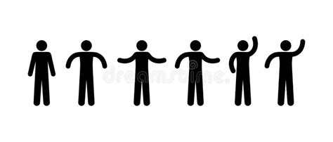People Stick Figure Pictograms Icon Set Isolated People Silhouettes