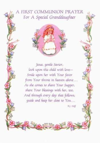 This First Communion Card Is For A Granddaughter And Features Pink