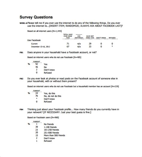 sample survey question template   documents
