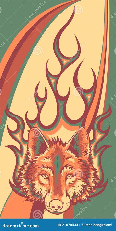 Wolf Flaming Fire Logo Vector Illustration Mascot Design Stock Vector