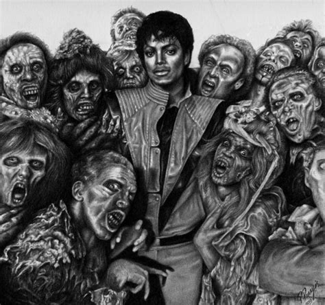 Michael Jackson Zombies Pencil Art A Size Print Only Evil Eye Art