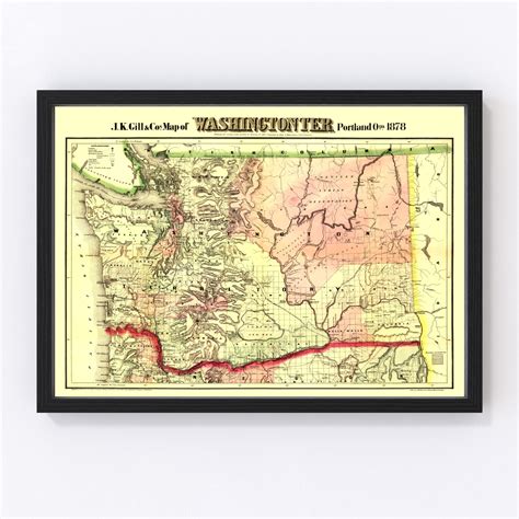 Vintage Map Of Washington 1878 By Teds Vintage Art
