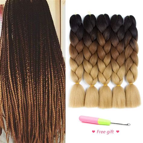 Ombre Braiding Hair Synthetic Hair Extensions For Box