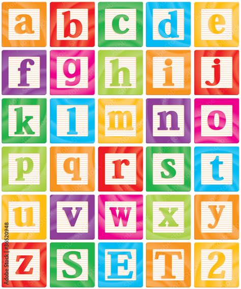 Vector Baby Blocks Set 2 Of 3 Small Letters Alphabet Vector De Stock