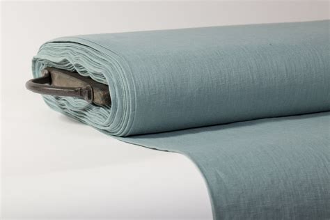 LinenBuy Linen Fabric Smoky Sage Blue Green Medium Weight Pre Washed Durable Dense Plain Solid