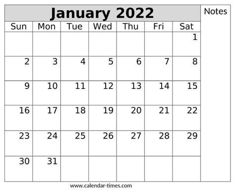 January 2022 Calendar Printable Pdf Word Excel Template Download In