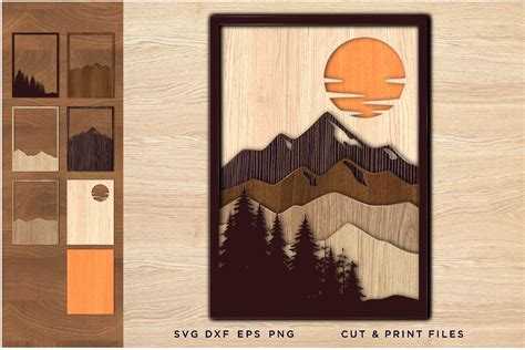 Laser Cut Files Layered Landscape Mountain Silhouette 1121310