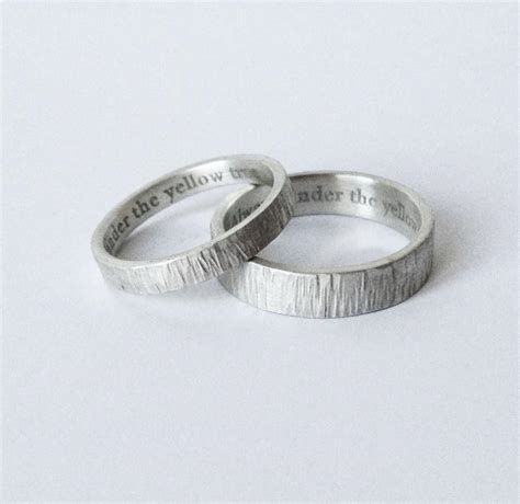 Simple Engraved Wedding Rings Handmade Hammered Silver Wedding Bands