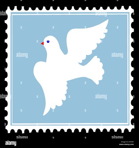 White Dove On Blue Postage Stamps Stock Photo Alamy