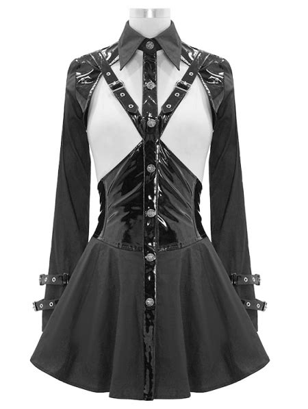Black Sexy Gothic Punk Hollowed Out Long Sleeve Shirt For Women