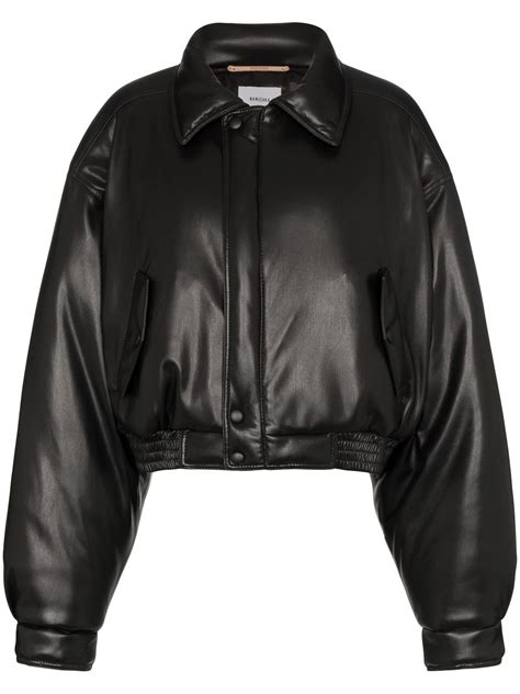 Nanushka Bomi Vegan Leather Bomber Jacket In Black Modesens