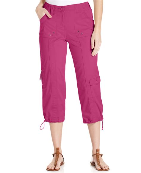 Style And Co Petite Cargo Capri Pants In Pink Lyst