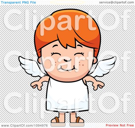 Clipart Smiling Red Haired Angel Boy Royalty Free Vector Illustration