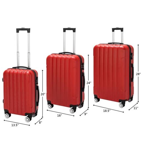 Zimtown 3 Piece Nested Spinner Suitcase Luggage Set With Tsa Lock Red