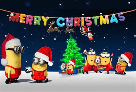Minions Christmas Desktop Tablet Wallpaper Minion Christmas Merry
