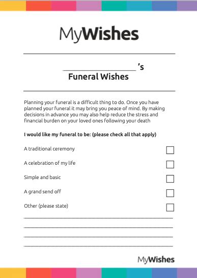 My Funeral Wishes Leaflet Digital Legacy Association