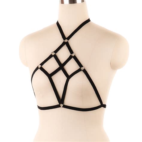 Sexy Women Girl Hollow Out Elastic Cage Bra Bandage Strappy Halter